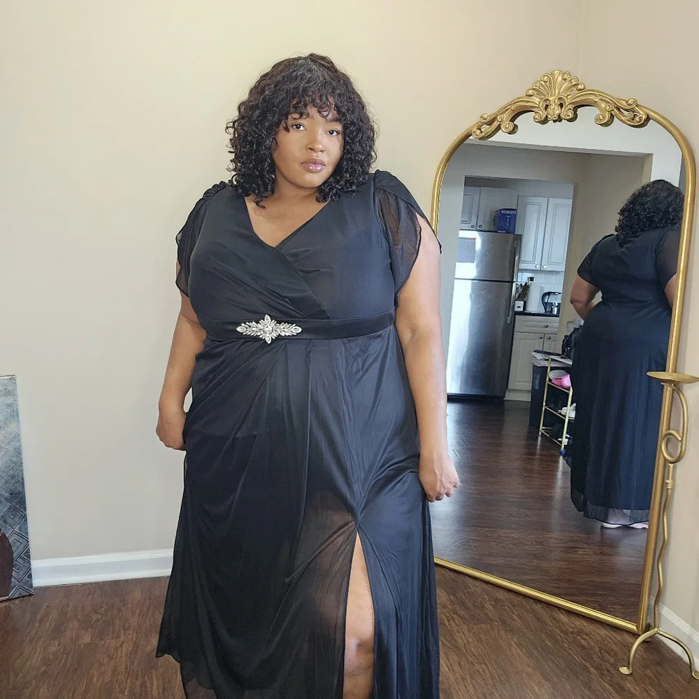 Chiffon A-Line Ruffle Sleeve Evening Dress - Picture 11 of 13